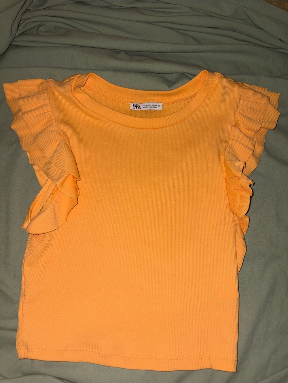 Zara Girls Orange Ruffle Sleeve Tank Top